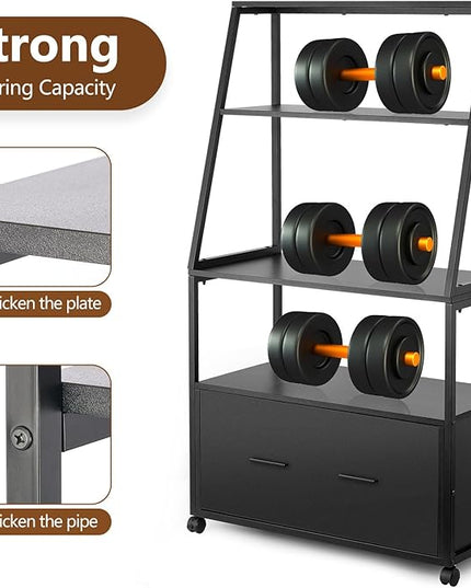 2 Drawer Lateral File Cabinet with Bookshelf, Industrial 4-Tier Filing Cabinet Printer Stand with Wheels, Ladder Shelf Stand with Open Storage for Home Office,Black - LeafyLoom