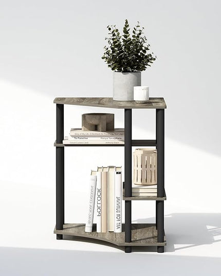 Furinno Turn-N-Tube Multipurpose Corner Shelf, Display Rack, Bookshelf, French Oak/Black - LeafyLoom
