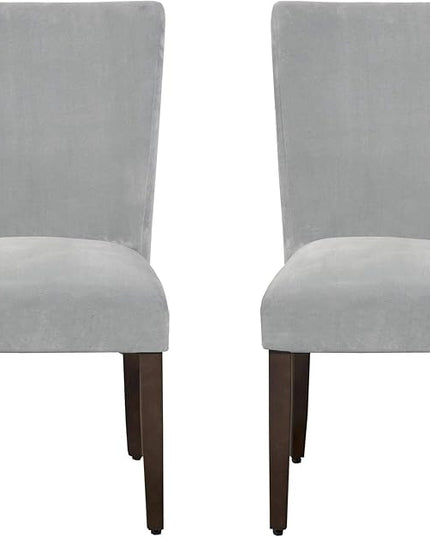 HomePop Parsons Classic Upholstered Accent Dining Chair, Set of 2, 19"D x 23.5"W x 38"H, Gray Velvet - LeafyLoom