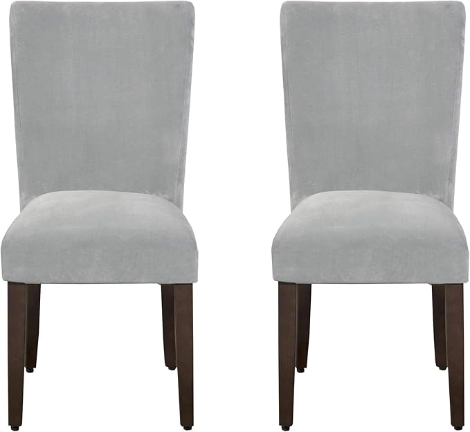 HomePop Parsons Classic Upholstered Accent Dining Chair, Set of 2, 19"D x 23.5"W x 38"H, Gray Velvet - LeafyLoom