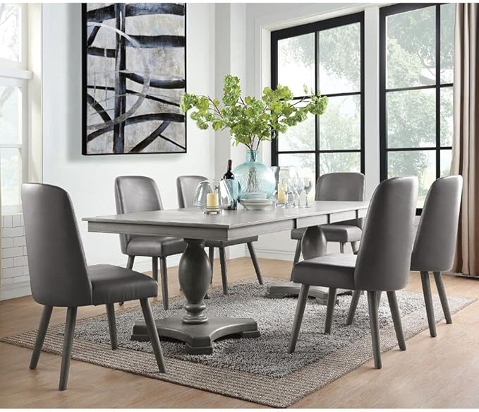 NicBex Dining Table Contemporary Kitchen Table Farmhouse Rustic Solid Wood Dining Table, Gray Oak (1Set/2Ctn) Rectangular Dining Table, Easy Assembly, Gray Oak - LeafyLoom