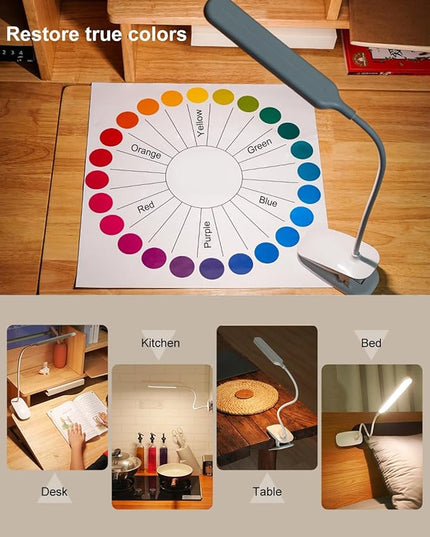 Desk Lamp, Table Lamp 1500mAh Dimmable Reading Lamp with Clamp and Type-C Charging Port, Desk Light for Home Office Reading Working Studying Gooseneck Adjustable Flexible - White - LeafyLoom