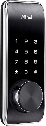Alfred DB2-B Smart Door Lock Deadbolt Touchscreen Keypad, Pin Code + Key Entry + Bluetooth, Up to 20 Pin Codes (Chrome) ALFRED