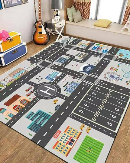 Kids Rug Play Mat Great for Playing with Cars and Toys,Educational Kid Road and Traffic City Life Carpet,Children Baby Fun Throw Rug for Bedroom Play Room,71X106Inch/180X280CM - LeafyLoom