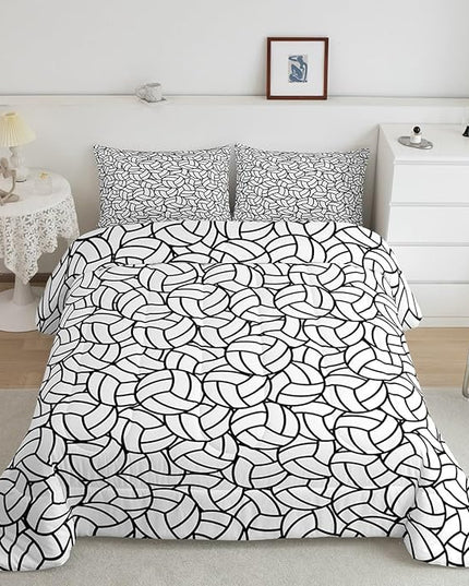 Feelyou King Size Volleyball Bedding Set Boys Girls Sports Game Comforter Set for Kids Women Men Ultra Soft Volleyball Player Comforter Black White Duvet Set Room Decor Quilt Set - LeafyLoom