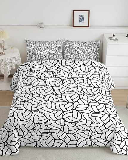 Feelyou Twin Size Volleyball Bedding Set Boys Girls Sports Game Comforter Set for Kids Women Men Ultra Soft Volleyball Player Comforter Black White Duvet Set Room Decor Quilt Set - LeafyLoom