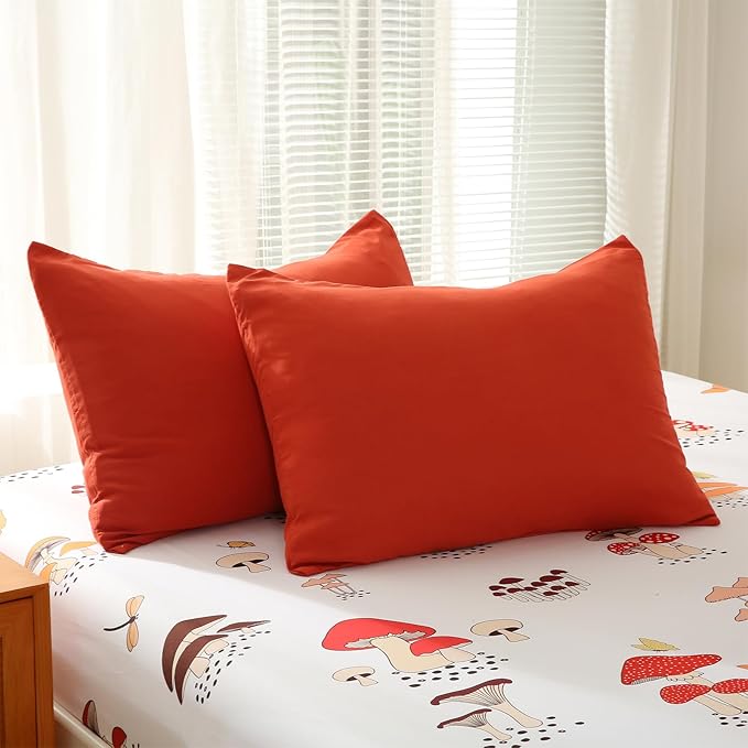 Mushroom Comforter Set Twin Size for Boys Girls Kids Teens 7 Piece Butterfly Flower Bedding Set Bed in a Bag (1 Comforter, 1 Flat Sheet, 1 Fitted Sheet, 2 Pillow Shams, 2 Pillowcases) - LeafyLoom