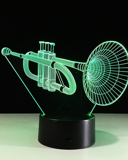 Trumpet Shape 3D Optical Illusion Lamp 7 Colors Change Timing Remote Control and Touch Button LED Table Desk Lamp for Home Bedroom Decoration - LeafyLoom