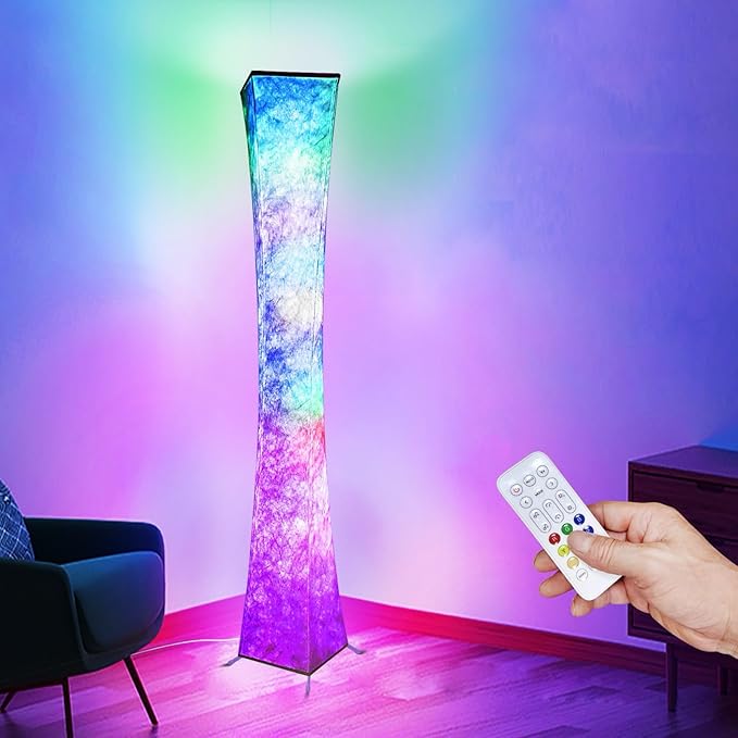 Floor Lamp, RGB Color Changing Led Smart Lamp, Music Sync, APP Remote Control, 62'' Standing Lamp for Living Room Bedroom Game Room - LeafyLoom