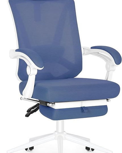 Misolant Ergonomic Office Chair with Footrest, Ergonomic Desk Chair with Adjustable 2D Lumbar Support, High Back Office Chair with Adjustable Headrest, Comfortable Office Chair Navy Blue - LeafyLoom