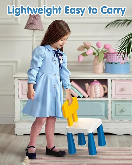 Arscniek 2Pcs Plastic Toddler Chair, Lightweight and Sturdy Kids Chair, 17" Height Little Seat Chairs for Home, Kindergarten, Playroom, Lawn, Beach, Indoor or Outdoor Use for Girls Boys Age 3-7 (Blue) - LeafyLoom