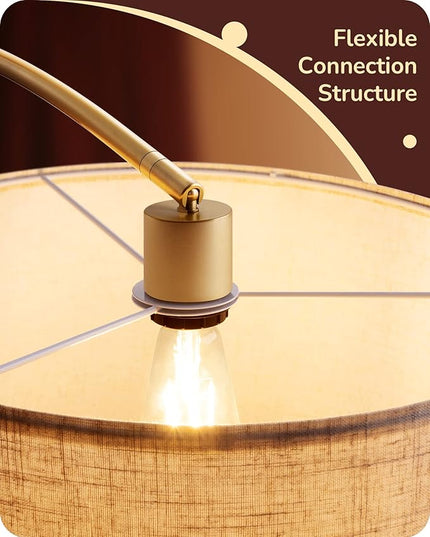 EDISHINE 78.3" Gold Arched Floor Lamp, Mid Century Modern Reading Lights Over Chair, Tall Arc Standing Lamps for Living Room for Living Room, Home Office, Reading Room, Dining Room - LeafyLoom