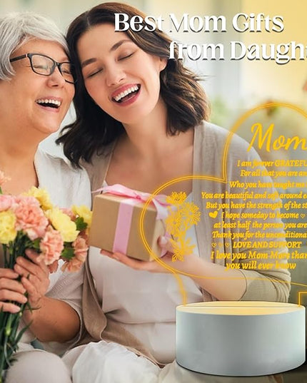Lovely Mother-Best Mom Birthday Gifts from Daughter Son，Mom Night Light，Room Decoration Mom's (1 Pack) - LeafyLoom