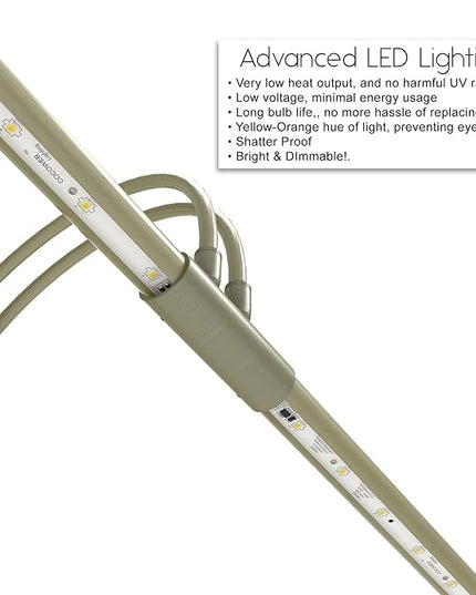 Cocoweb 22" Grand Piano Lamp, LED, Adjustable, Quality Lighting in Antique Brass, with Plug-in Adapter - GPLED22ABD - LeafyLoom