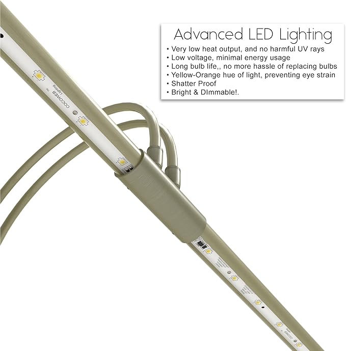 Cocoweb 22" Grand Piano Lamp, LED, Adjustable, Quality Lighting in Antique Brass, with Plug-in Adapter - GPLED22ABD - LeafyLoom