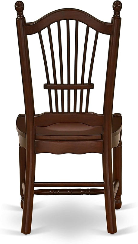 East West Furniture ANDO5-MAH-W Antique 5 Piece Dining Set for 4 Includes a Round Kitchen Table with Pedestal and 4 Dinette Chairs, 36x36 Inch - LeafyLoom