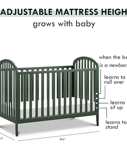 DaVinci, Beau 3-in-1 Convertible Crib in Forest Green, Greenguard Gold Certified - LeafyLoom