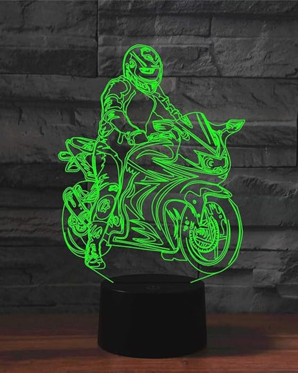 Creative Motorcycle 3D Night Light Illusion Lamp USB Powered Touch Switch Remote Control LED Decor 3D Lamp 7/16 Colors Changing Children Kids Toy Christmas Xmas Brithday Gift - LeafyLoom