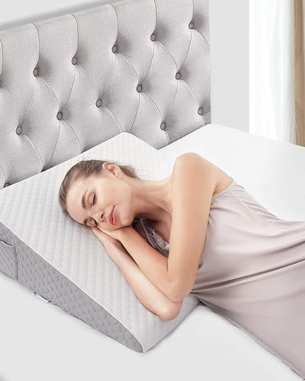 Forias 7.5" Wedge Pillow for Sleeping Bed Wedge Pillow for After Surgery Triangle Elevated Pillow Wedge for Acid Reflux Gerd Snoring Back Pain, Air Layer Removable Machine Wash Cover | Memory Foam Top - LeafyLoom