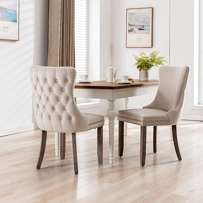 NicBex Haerin-SD-00116-LWJ Dining Chairs, 27.4"x20.4"x37.4", Beige - LeafyLoom
