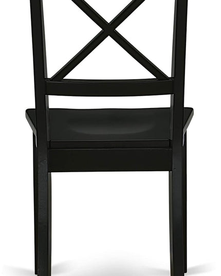 East West Furniture WEBO7-BLK-W 7 Piece Room Set Consist of a Rectangle Kitchen Table with Butterfly Leaf and 6 Dining Chairs, 42x60 Inch, Black - LeafyLoom