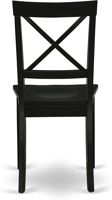 East West Furniture WEBO7-BLK-W 7 Piece Room Set Consist of a Rectangle Kitchen Table with Butterfly Leaf and 6 Dining Chairs, 42x60 Inch, Black - LeafyLoom