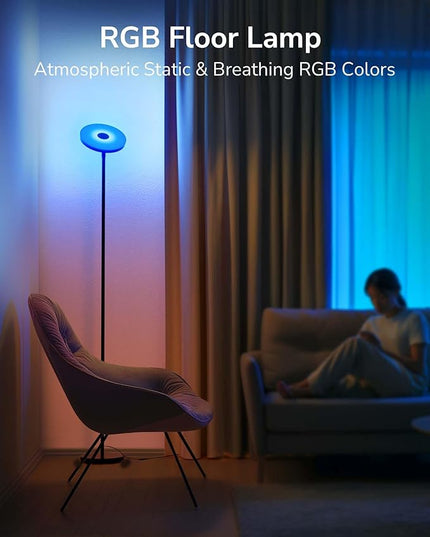 ULG Floor Lamp,32W/2500LM LED Modern Torchiere, RGB Super Bright-Tall Standing, 67-75” Adjustable Tall Lamp, Pole Light with Remote & Touch Control for Living Room,Bed Room,Office - LeafyLoom