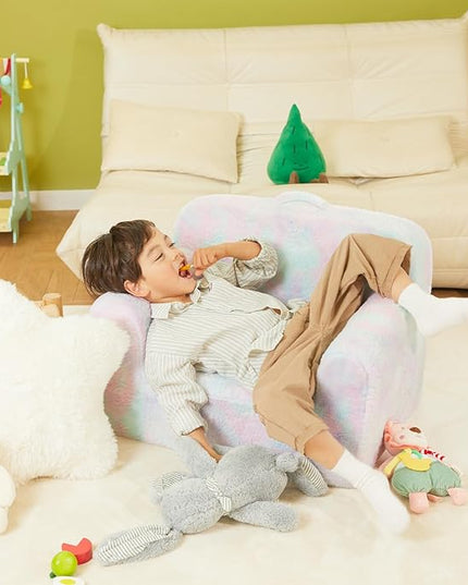 Toddler First Chair, Baby Chairs Comfy Toddler for Boys and Girls for Ages 18 Months and Up, Fits Any Decor (light-colored tie-dye) - LeafyLoom