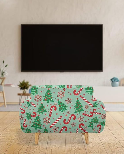 FKELYI Green Christmas Tree Sofa Slipcover Comfortable Sofa Couch Cover with Elastic Bottom Stretch Furniture Protector for Indoor M FKELYI