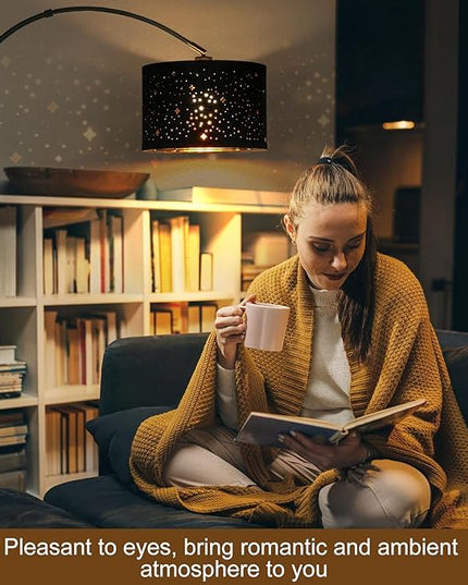 Dimmable Floor Lamp, Arc Floor Lamp for Living Room, Arched Tall Modern Standing Lamp with Adjustable Star Shade, Black Mid Century Floor Lamp Tall Pole Lamp for Bedrooms,Office, 9W LED Bulb Included - LeafyLoom