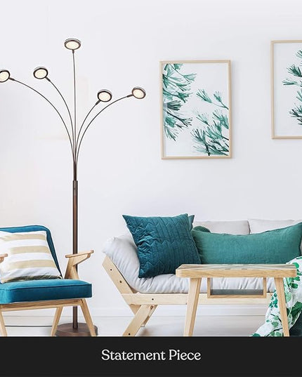 Brightech Orion Arc Floor Lamp for Living Room, Tree Floor Lamp with 5 Adjustable Arms, Multi-Head Standing Lamp with Flexible Rotating LED Lights for Bedroom, Dorm - Bright Hanging Lighting - Bronze - LeafyLoom