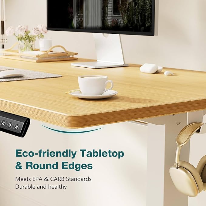 NicBex Home Office Height Adjustable Electric Height Adjustable Standing Desk Sit to Stand Ergonomic Computer Desk Adjustable Height Stand Up Desk for Home Office, Yellow - LeafyLoom