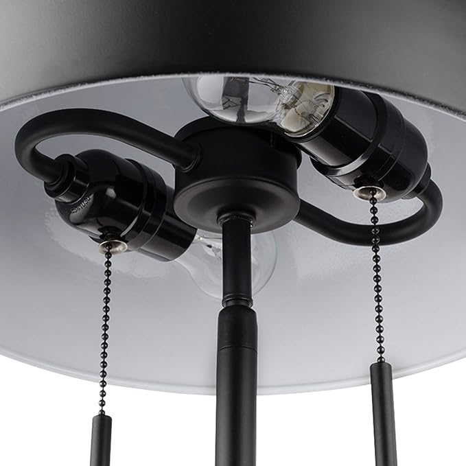 Globe Electric 52883 Luna 18" 2-Light Clamp-Arm Desk Lamp, Matte Black, Mushroom Shade, Double On/Off Pull Chains - LeafyLoom