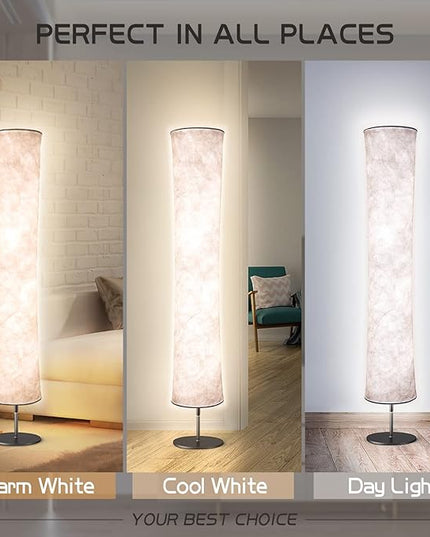 Torchlet LED Standing Lamp with Remote Control, Adjustable Color Temperature and Brightness, Modern Floor Lamp with Fabric Shade for Bedroom, Living Room - LeafyLoom