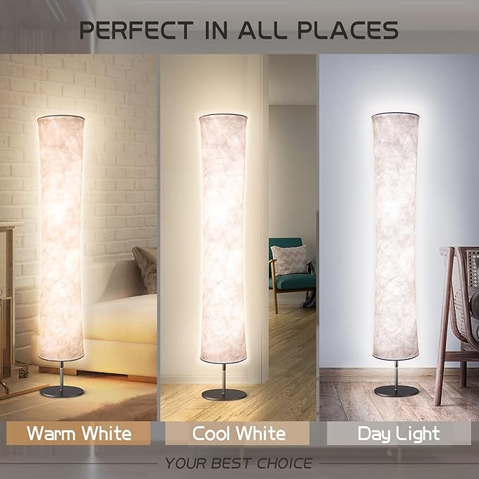 Torchlet LED Standing Lamp with Remote Control, Adjustable Color Temperature and Brightness, Modern Floor Lamp with Fabric Shade for Bedroom, Living Room - LeafyLoom