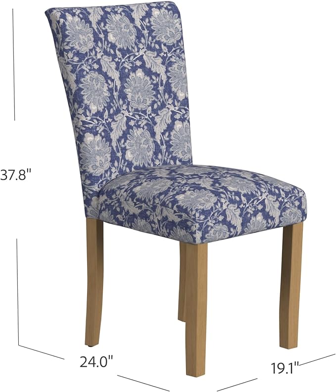 HomePop Classic Parsons Dining Chairs, Pack of 2, Blue Floral Print - LeafyLoom