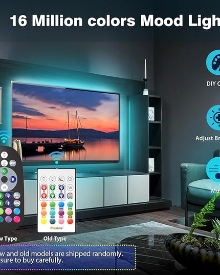 Nexillumi LED Lights for TV - 9.8ft RGB LED Strip Lights, APP Remote Control Music Sync for Bedroom Nexillumi