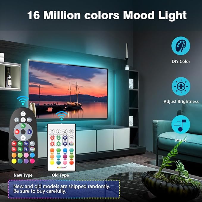 Nexillumi LED Lights for TV - 9.8ft RGB LED Strip Lights, APP Remote Control Music Sync for Bedroom Nexillumi