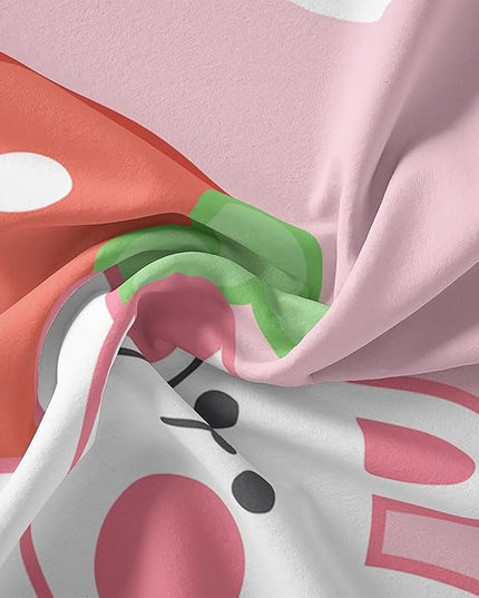 Strawberry Rabbit Comforter Set for Kids Teens Girls Women,Pink Bunny Kids Comforter,1 Comforter with 2 Pillowcase, Microfiber 3 Piece Bedding Set,for All Seasons(Pink，King Size) - LeafyLoom