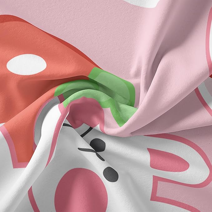 Strawberry Rabbit Comforter Set for Kids Teens Girls Women,Pink Bunny Kids Comforter,1 Comforter with 2 Pillowcase, Microfiber 3 Piece Bedding Set,for All Seasons(Pink，King Size) - LeafyLoom