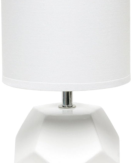 Simple Designs LT2065-WHT Round Prism Mini Table Lamp with Matching Fabric Shade, White (Pack of 24) - LeafyLoom
