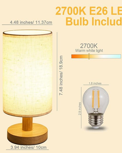 Table Lamp for Bedroom - Small Beside Touch Lamps for Night Stands Home Office - Minimalist Design Warm Light Mini Boho Lamp - Fits in Kids,Living,Nursey Room,College Dorm - Awesome Gift Choice - LeafyLoom