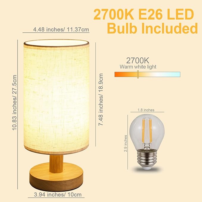 Table Lamp for Bedroom - Small Beside Touch Lamps for Night Stands Home Office - Minimalist Design Warm Light Mini Boho Lamp - Fits in Kids,Living,Nursey Room,College Dorm - Awesome Gift Choice - LeafyLoom