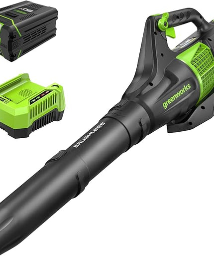 Greenworks 80V (145 MPH / 580 CFM / 75+ Compatible Tools) Cordless Brushless Axial Leaf Blower, 2.5Ah Battery and Charger Included - LeafyLoom