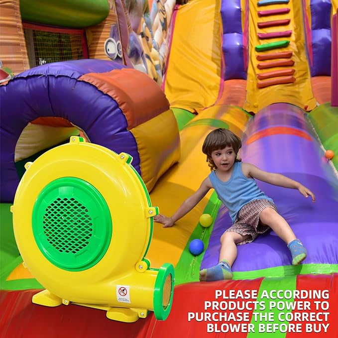 480W 0.64HP Air Blower, QILEBA Powerful Inflatable Bounce House Blower, Portable Electric Blower Fan Pump Perfect for Inflatable Bounce House, Bouncy Castle, Jumper, Water Slid, Blower Corded (480W) - LeafyLoom