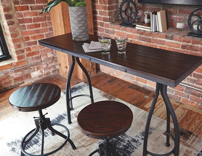 Signature Design by Ashley Odium Urban Counter Height Dining Table Set with 2 Bar Stools, Gray - LeafyLoom
