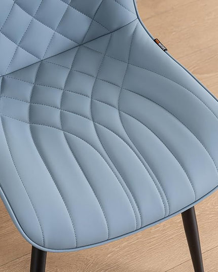 YOUNUOKE Dining Chairs Set of 2 Mid Century Modern Kitchen Chair Comfortable Upholstered Faux Leather Dinner Chairs for Kitchen Dining Room, Blue - LeafyLoom