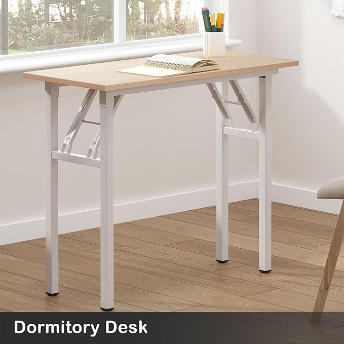Need Small Desk 31 1/2" No Assembly Foldable Writing Table,Sturdy and Heavy Duty Folding Computer Desks for Small Space/Home Office/Dormitory AC5AW(80 * 40) - LeafyLoom