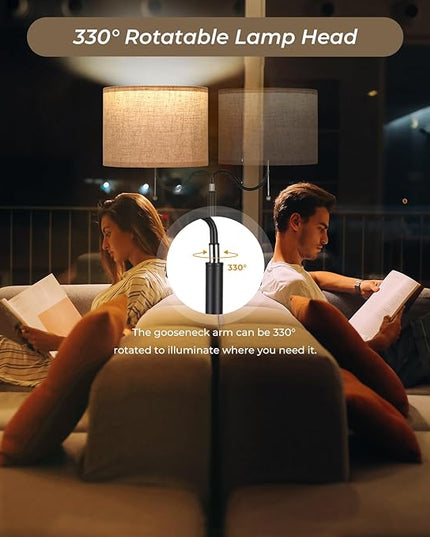 FIMEI Floor Lamp with Table, End Table with Charging Station USB Ports & Outlets, Bedside Table 3 Color Temperature Reading Light, Nightstand with Shelves for Living Room, Bedroom, Apartment - LeafyLoom