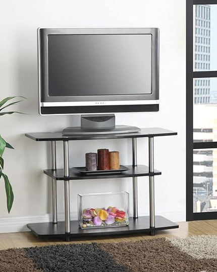 Convenience Concepts Designs2Go No Tools 37 inch 3 Tier TV Stand, Black - LeafyLoom